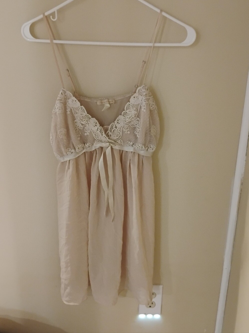 Flora Nikrooz Women's V Neck Lace Tie Back Mini Slip Dress Sz M